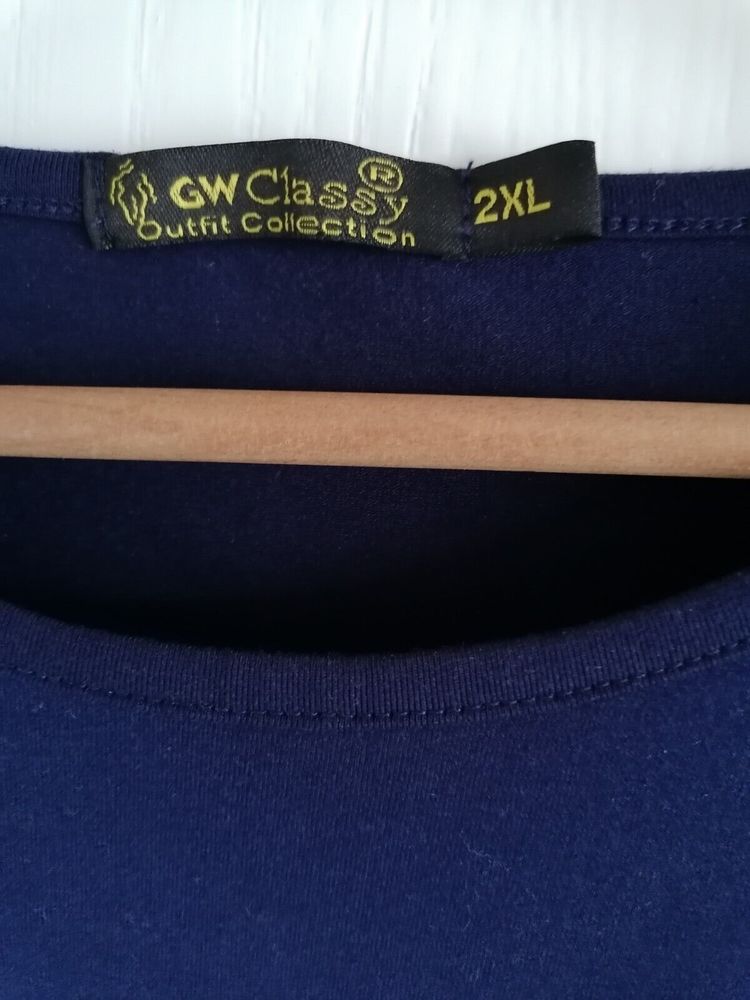 GW classy Ladies T Shirt Size 2xl navy blue long sleeves ideal for Layering - Picture 2 of 3